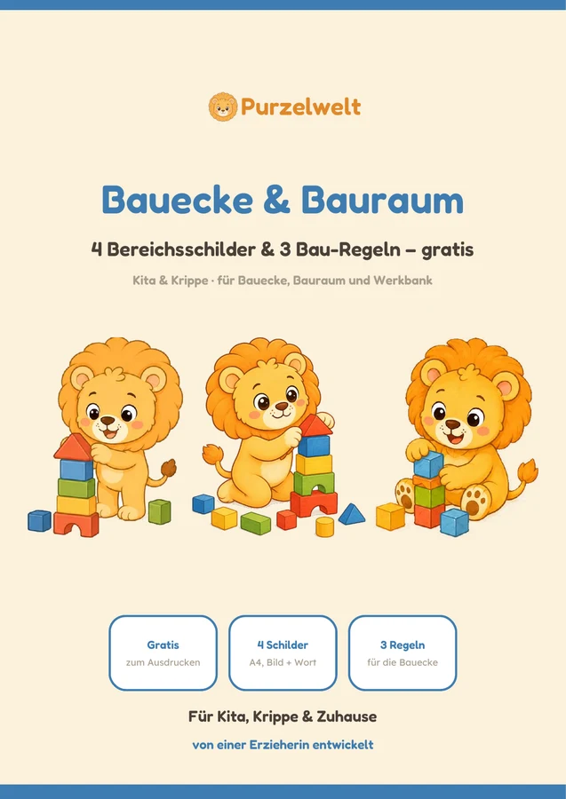 Bauecke & Bauraum – 4 Bereichsschilder & 3 Bau-Regeln – gratis