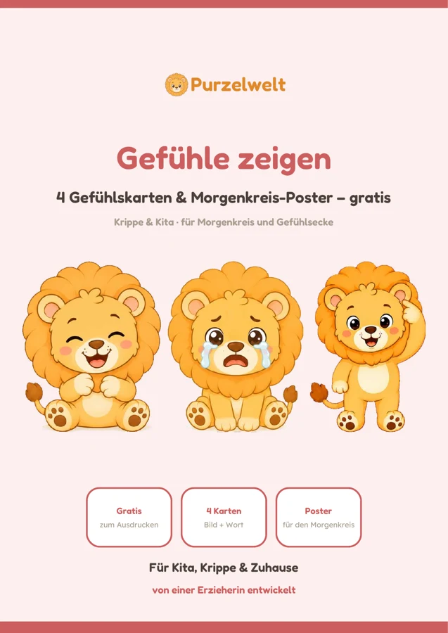 Gefühle zeigen – 4 Gefühlskarten & Morgenkreis-Poster – gratis