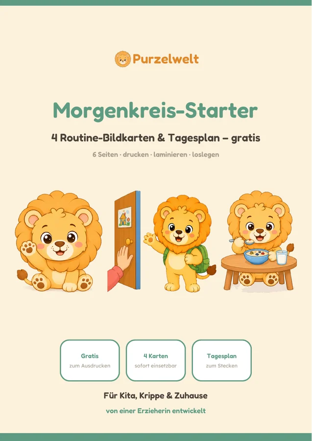Morgenkreis-Starter – 4 Routine-Bildkarten & Tagesplan – gratis