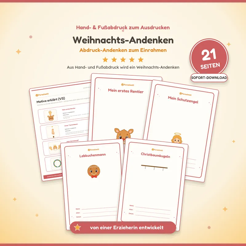 Vorschau: Weihnachts-Andenken (Abdruck-Set) – Kita-Material zum Ausdrucken