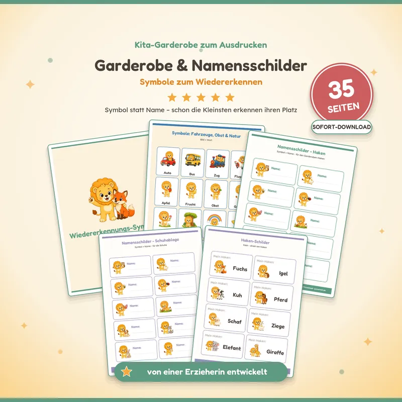 Vorschau: Garderobe & Namensschilder – Kita-Material zum Ausdrucken
