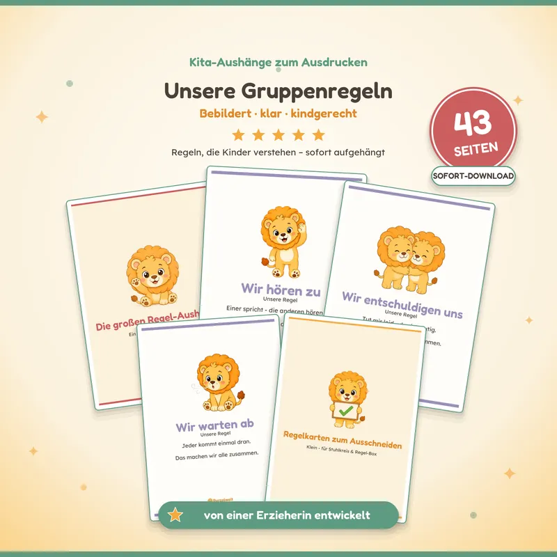 Vorschau: Gruppenregeln (bebildert) – Kita-Material zum Ausdrucken