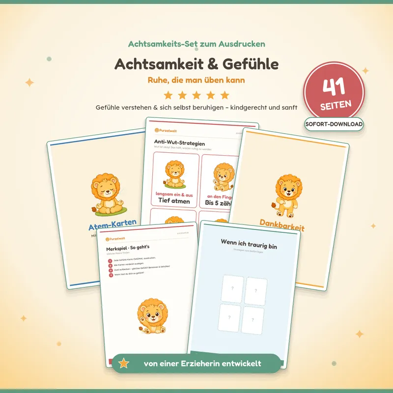 Vorschau: Achtsamkeit & Gefühle regulieren – Kita-Material zum Ausdrucken
