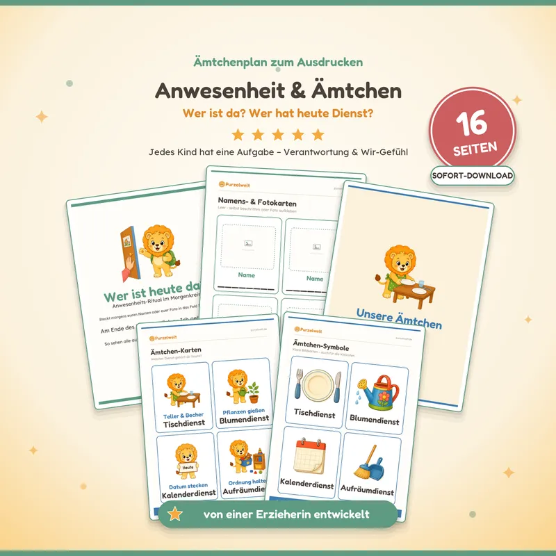 Vorschau: Anwesenheit & Aemtchen – Kita-Material zum Ausdrucken