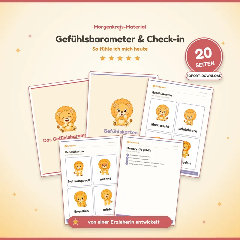 Vorschau: Gefühlsbarometer & Check-in – Kita-Material zum Ausdrucken
