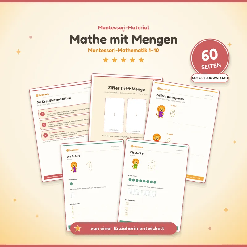 Vorschau: Montessori-Mathe 1–10 – Kita-Material zum Ausdrucken