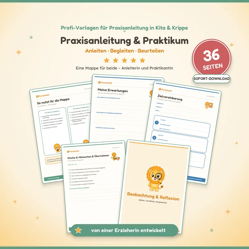 Vorschau: Praxisanleitung & Praktikanten-Mappe – Kita-Material zum Ausdrucken