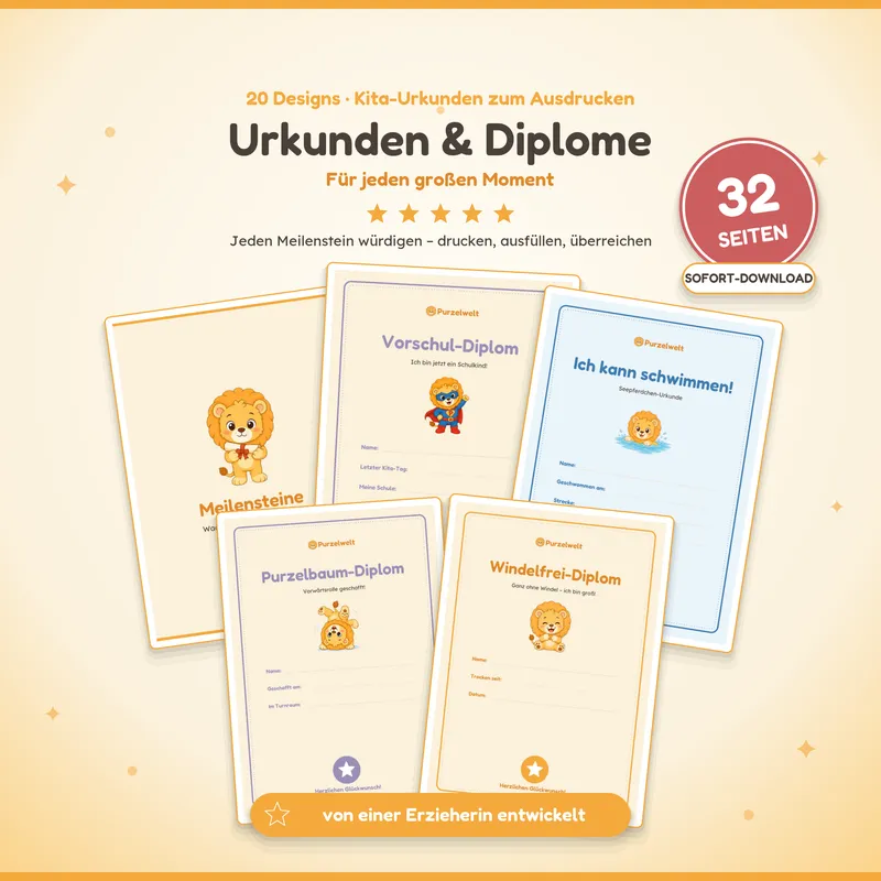 Vorschau: Urkunden & Diplome – Kita-Material zum Ausdrucken